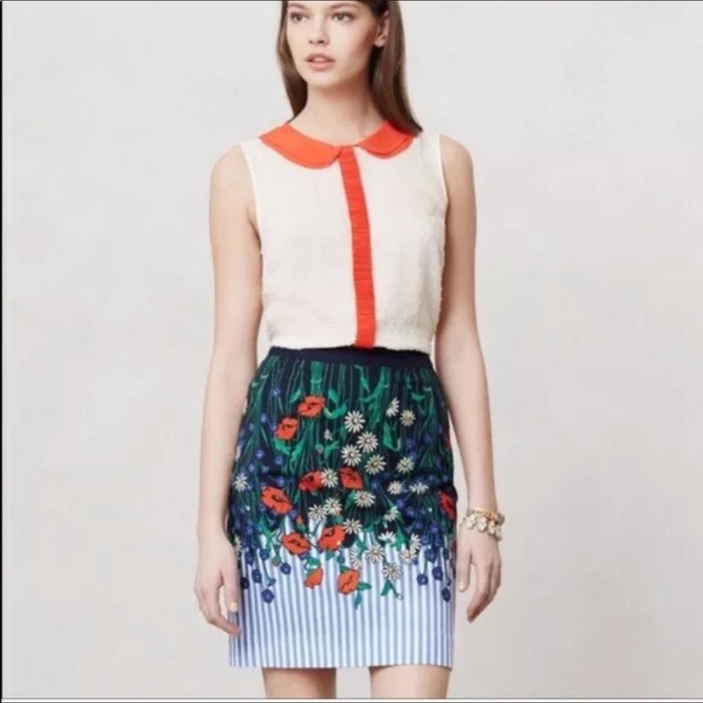 Nwt Anthropologie Vertical Garden Skirt Size 2